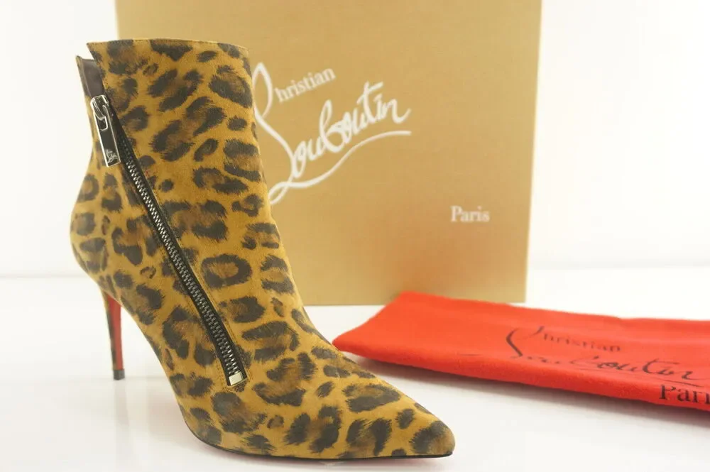 Christian Louboutin Birgikate Stiletto Ankle Bootie Size 35.5 NIB $1245 Leopard
